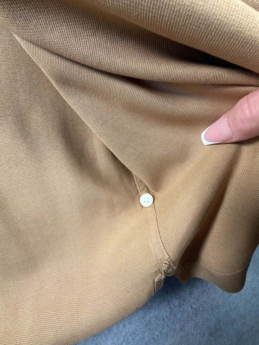 Brandini Pure Silk Tan Short Sleeve Cuban Collar Resort Shirt - Picture 9 of 10